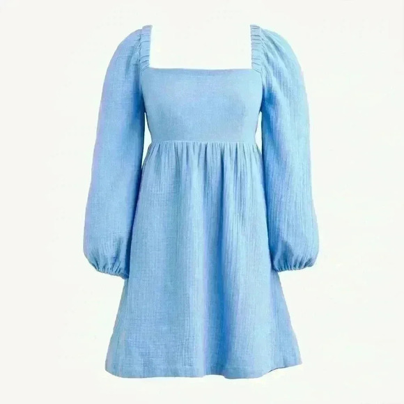 NWT J. Crew Mini Dress, Size XS | J Crew Square Neck Soft Gauze Dress - Picture 2 of 6
